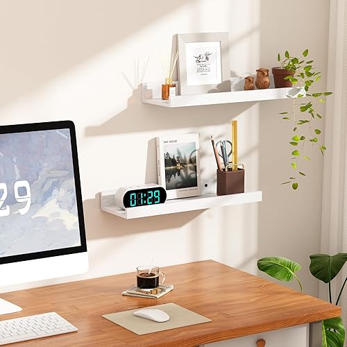 Miniatura 7 de upsimples Estantes flotantes para pared, estantes de pared para decoración y almacenamiento, juego de 6, estante de madera montado en la pared para