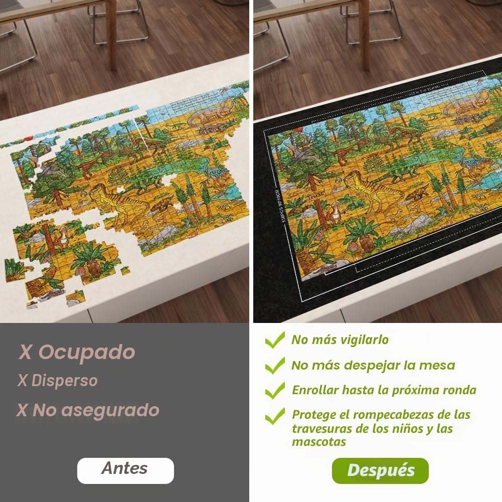 Ainiv Tapete Puzzle, Puzzle Roll Mat con Líneas Auxiliares para hasta 1500 Piezas, Plegable Alfombra Puzzle con Bomba Inflable, Antideslizante Tapete Puzzle para Almacenar Rompecabezas