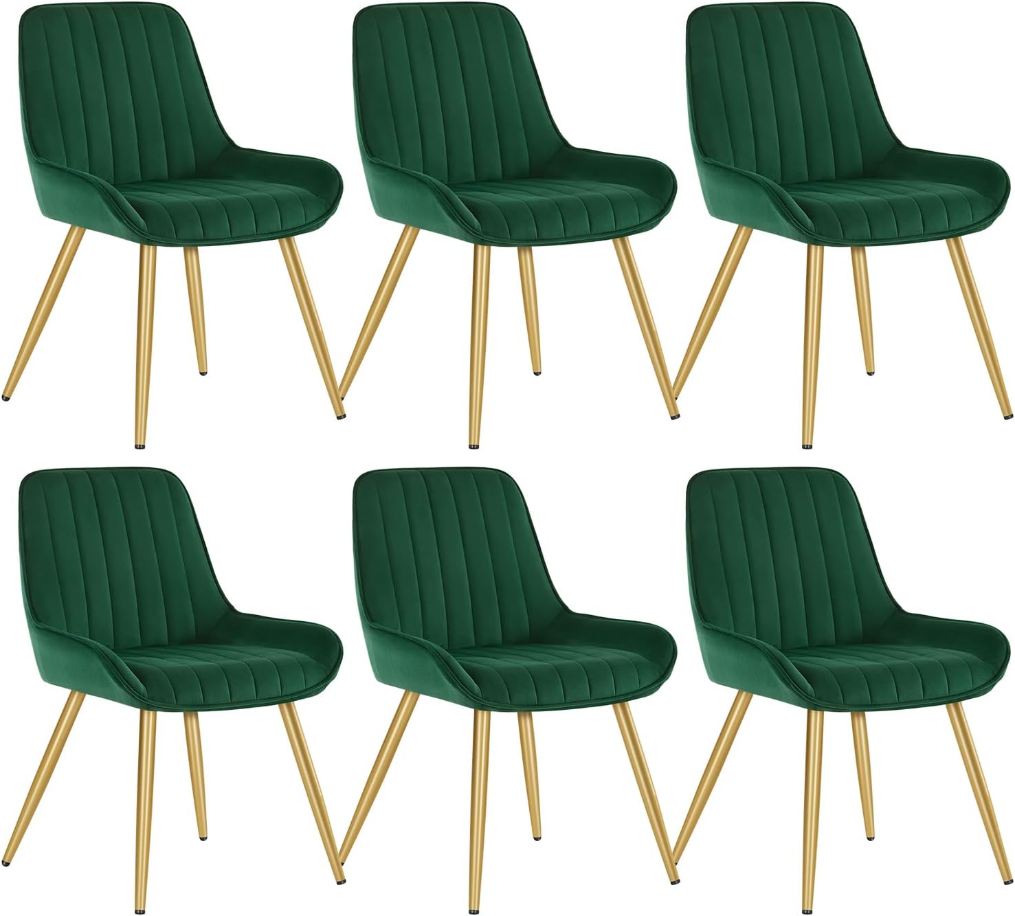Lestarain Dining Chairs Set of 6 Vintage Kitchen Counter Chairs | Lounge Leisure Living Room Corner Chairs With Metal Legs Velvet Seat and Backrests,Dark Green