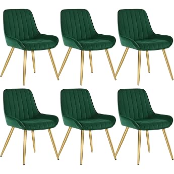 Lestarain Dining Room Chair Retro with Metal Legs Guest Chair for Dining Room Living Room Kitchen 6 Pieces 8 Colour Choices
