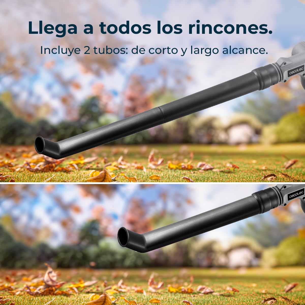 Cecotec Soplador de Hojas a Batería 21V Airforce 2120 FreeMove. Velocidad hasta 200km/h, Ligero, Incluye Dos Tubos Intercambiables para Alcance Largo o Corto, Dos Boquillas y Bolsa