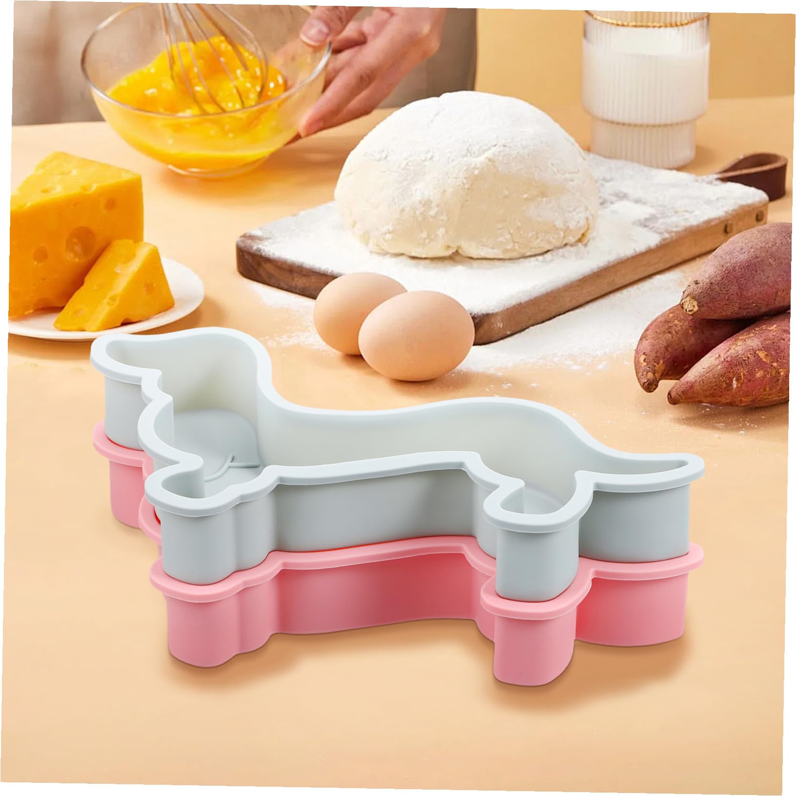 2 Moldes de Silicona Antiadherentes para Chocolate y Pasteles Forma de Perro, Ligeros y Resistentes para Cocina y Cumpleaños, Pack de 2 Piezas Rosa