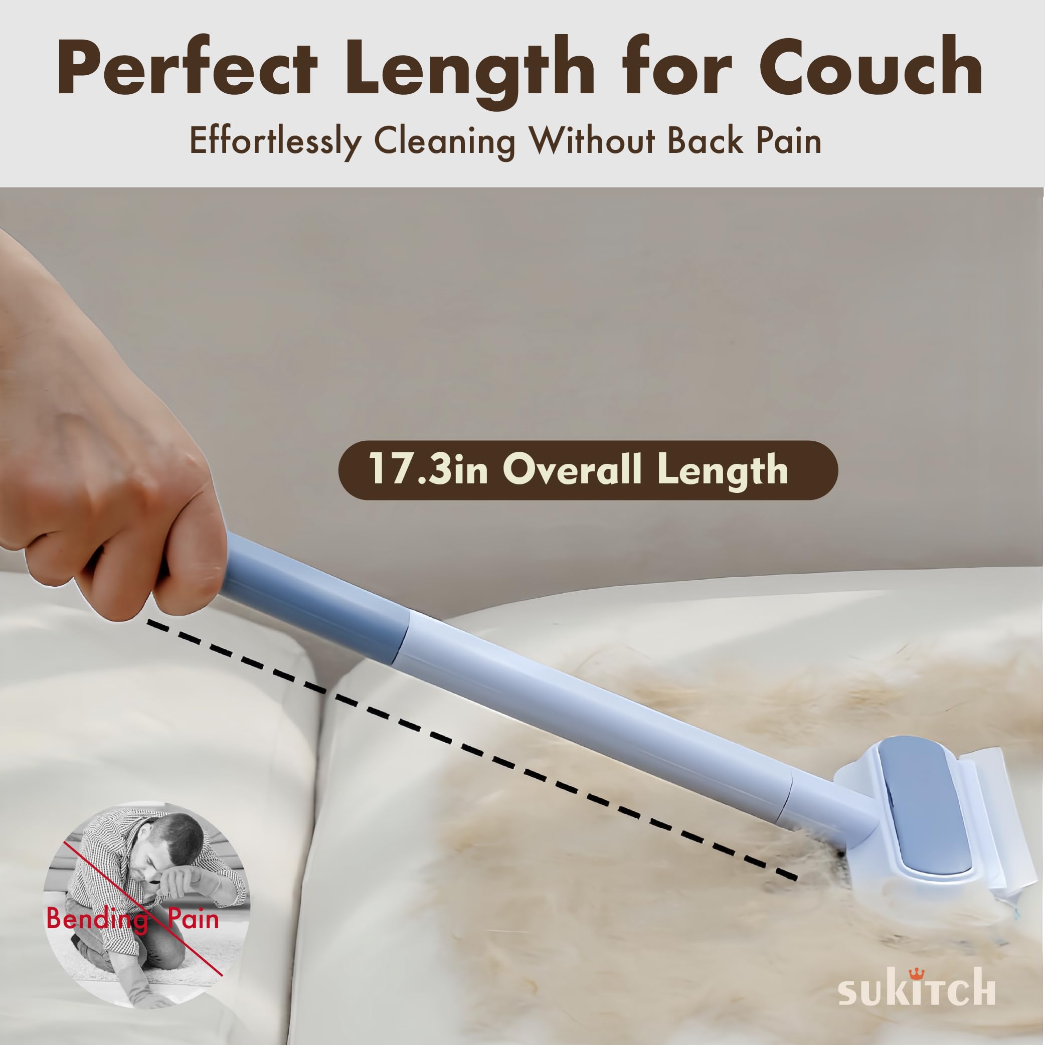 Pet Hair Remover for Couch, Grey, 17.3Inch, Durable, Reusable, Washable Lint Cleaner for Dog and Cat Hair, Gentle on Furniture, Effective on Carpets, Clothing, Bedding - image 6