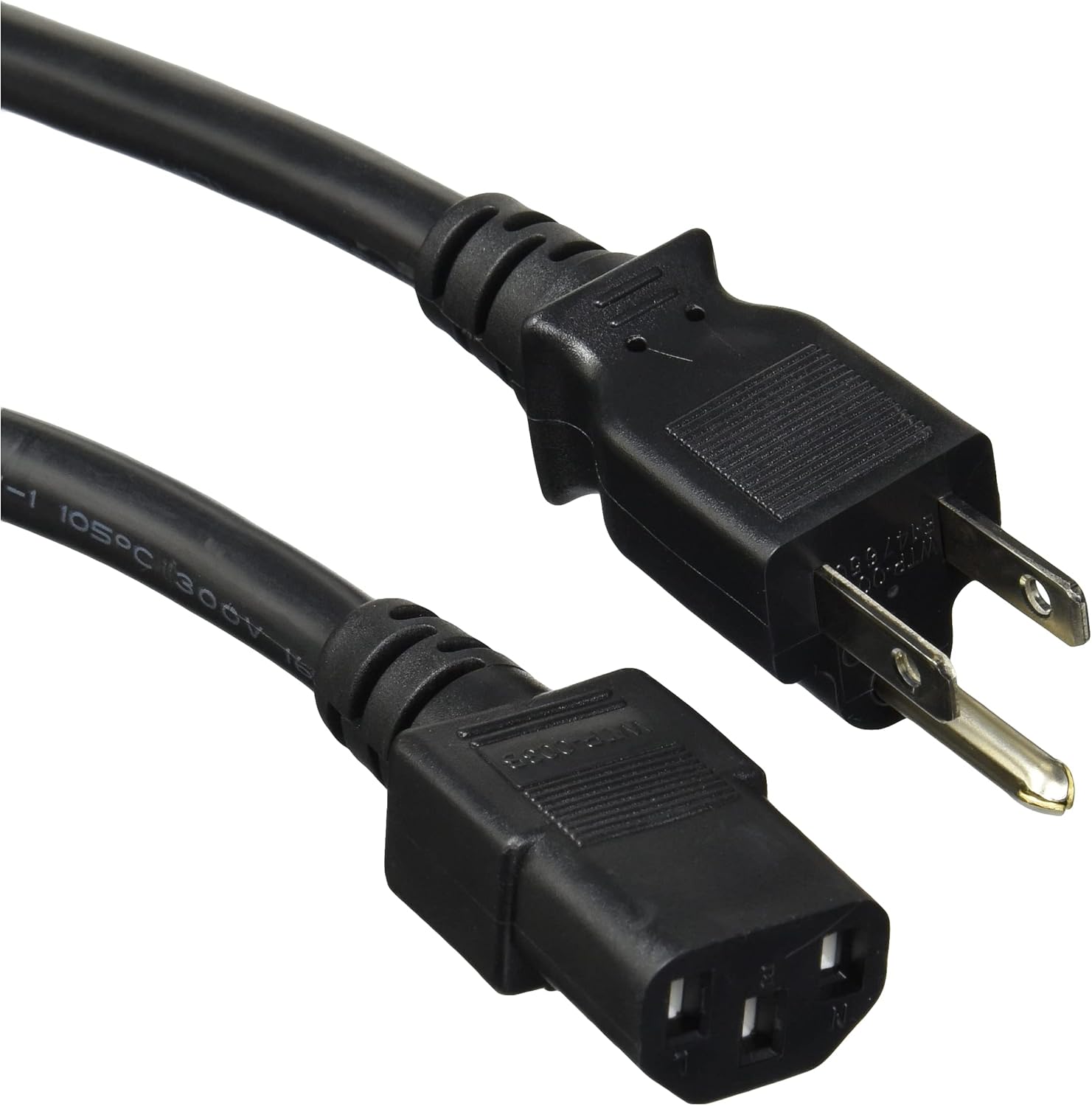 Monoprice Power Cord - NEMA 5-15P to IEC 60320 C13, 16AWG, 13A/1625W, 125V, 3-Prong, 3ft, Black, 6-Pack