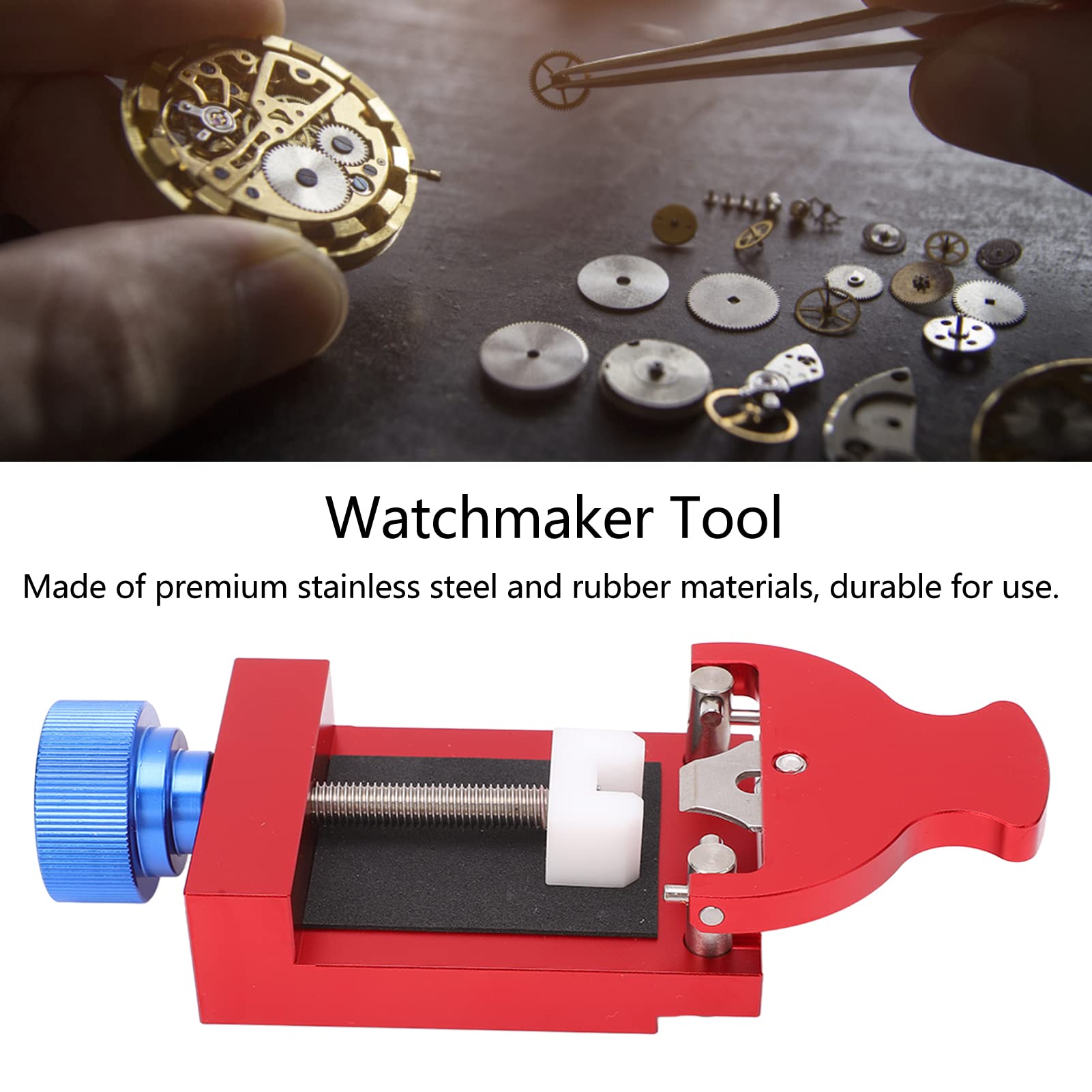 Herramienta de soporte de caja de reloj Abrazadera de reloj ajustable Almohadilla de goma de acero inoxidable para reparación de relojes Mantenimiento Accesorios de relojero