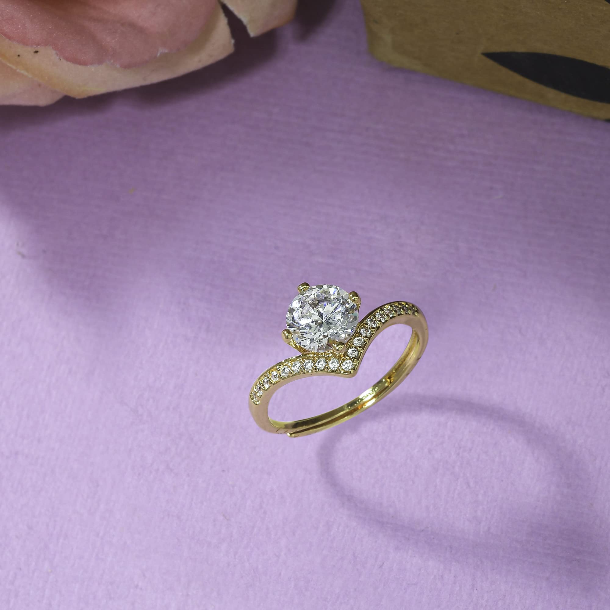 Elegant Princess Cut Zircon Plated Ring