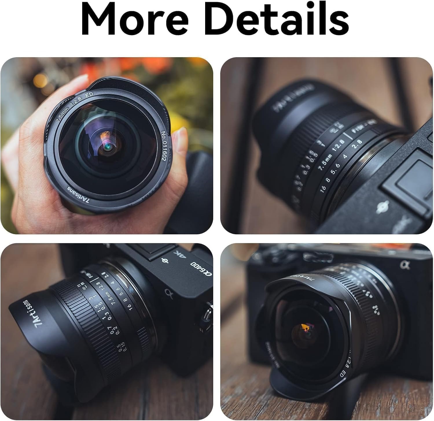 7Artisans 7,5 mm F2,8 II Sony E Mount APS-C Fisheye Prime Objektiv,Manuelles 190° Ultra Weitwinkel Festbrennweiten Objektiv für Sony A5000 A5100 A6000 A6300 A6400 A6500 NEX-5T A7III A7R III