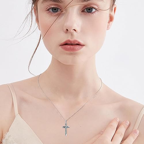 Miniatura 7 de ONEFINITY Collar de cruz para mujer, plata de ley, cruz celta, brujas, nudo, collar con colgante de concha de abulón, joyería de cruz para mujeres y