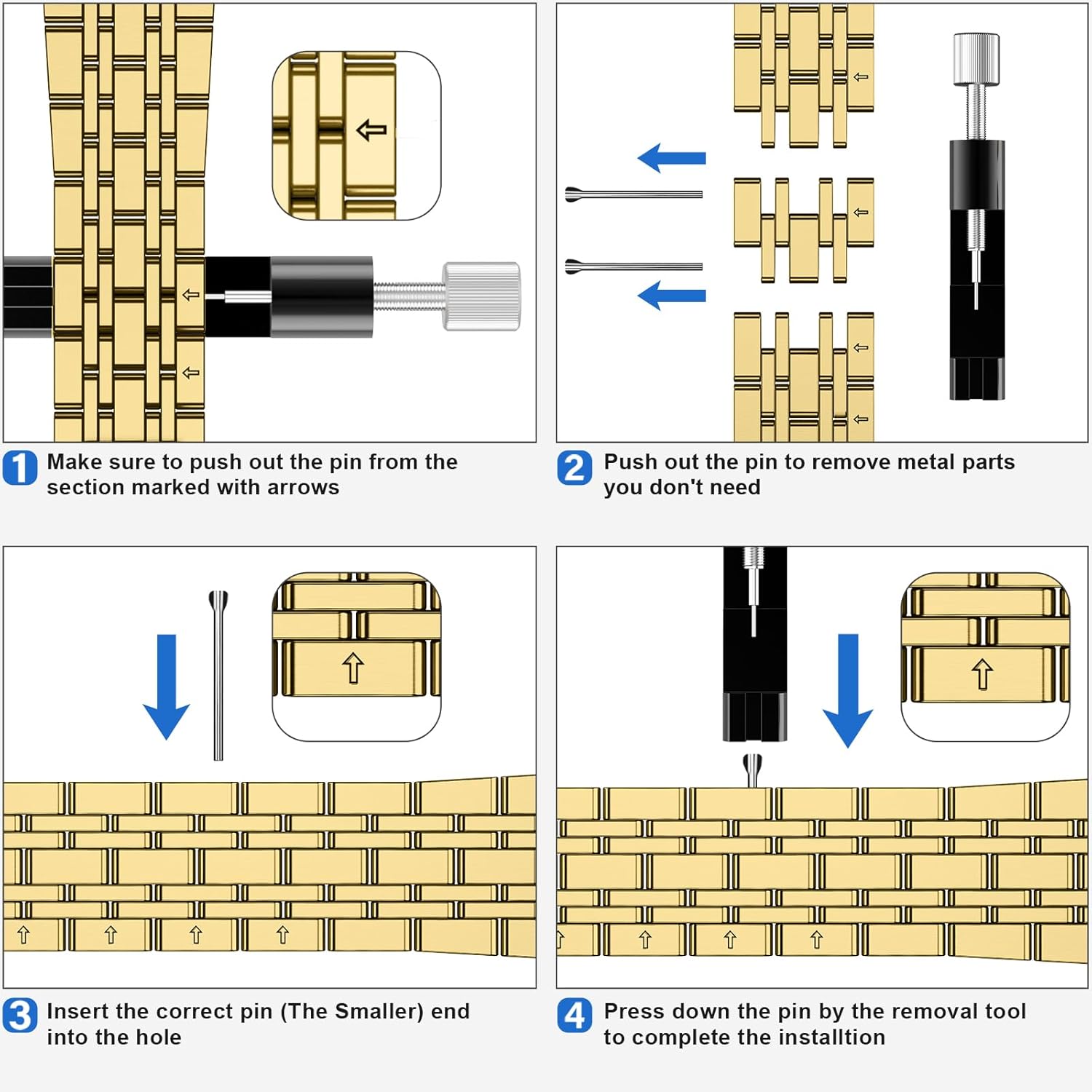 Anlinser Metal Bands Compatible with Apple Watch Band 49mm 46mm 45mm 44mm 42mm for Women Men, Stainless Steel Replacement Strap for iWatch Ultra 3/2/1 Series 11 10 9 8 7-1 SE (Gold) - Image 6