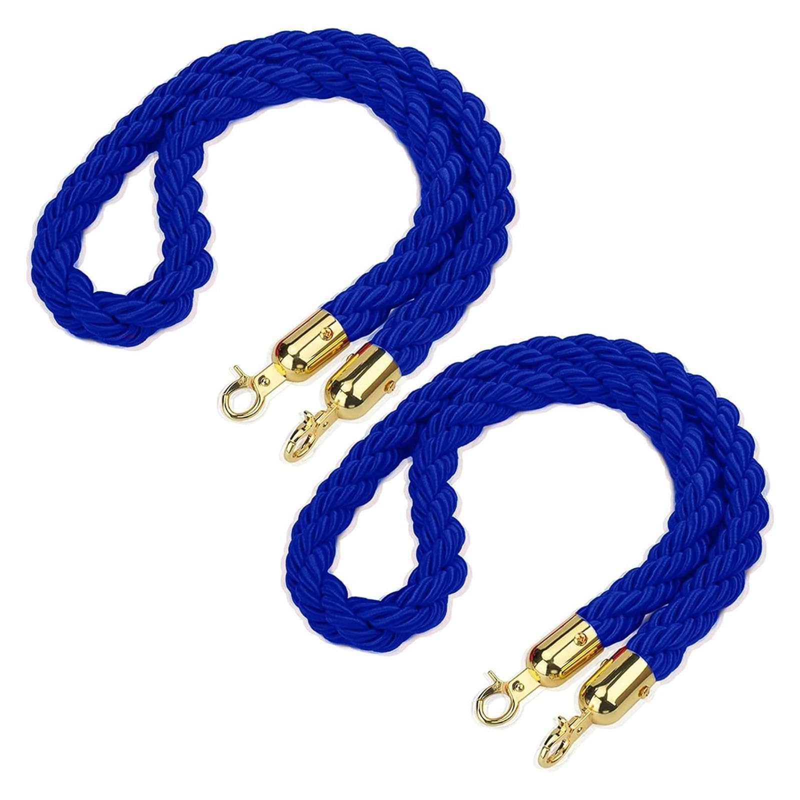 Barrier Rope, Braided Stanchion Hemp Rope, Queue Crowd Control Ropes, for Restaurants/Theater/Hotel(Blue,2.5m/8.2ft/98.4inch)