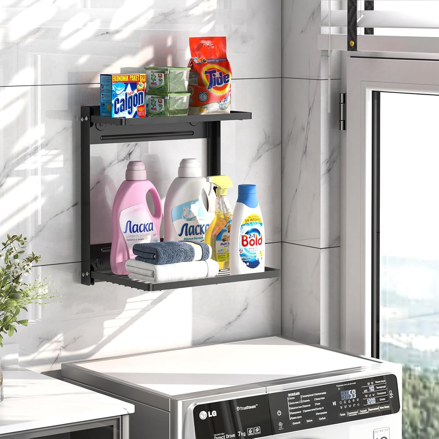 LUUDTAI 2 Tier Floating Wall Shelves, Black