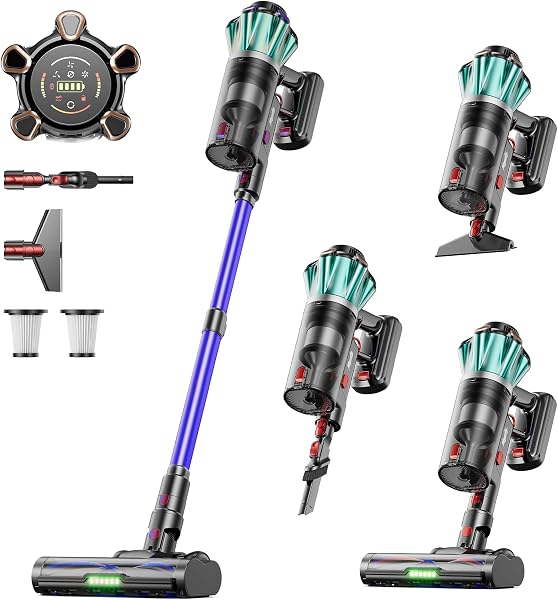 Cordless Vacuum Cleaner, 650W 55KPA 70 Mins Vacuum Cleaners with Hurricane Mode, Anti-Tangle Brush, 1.8L Dust Cup, Self-Standing Stick Vacuum Cordless for Hard Floors, Carpet & Pet Hair - 1