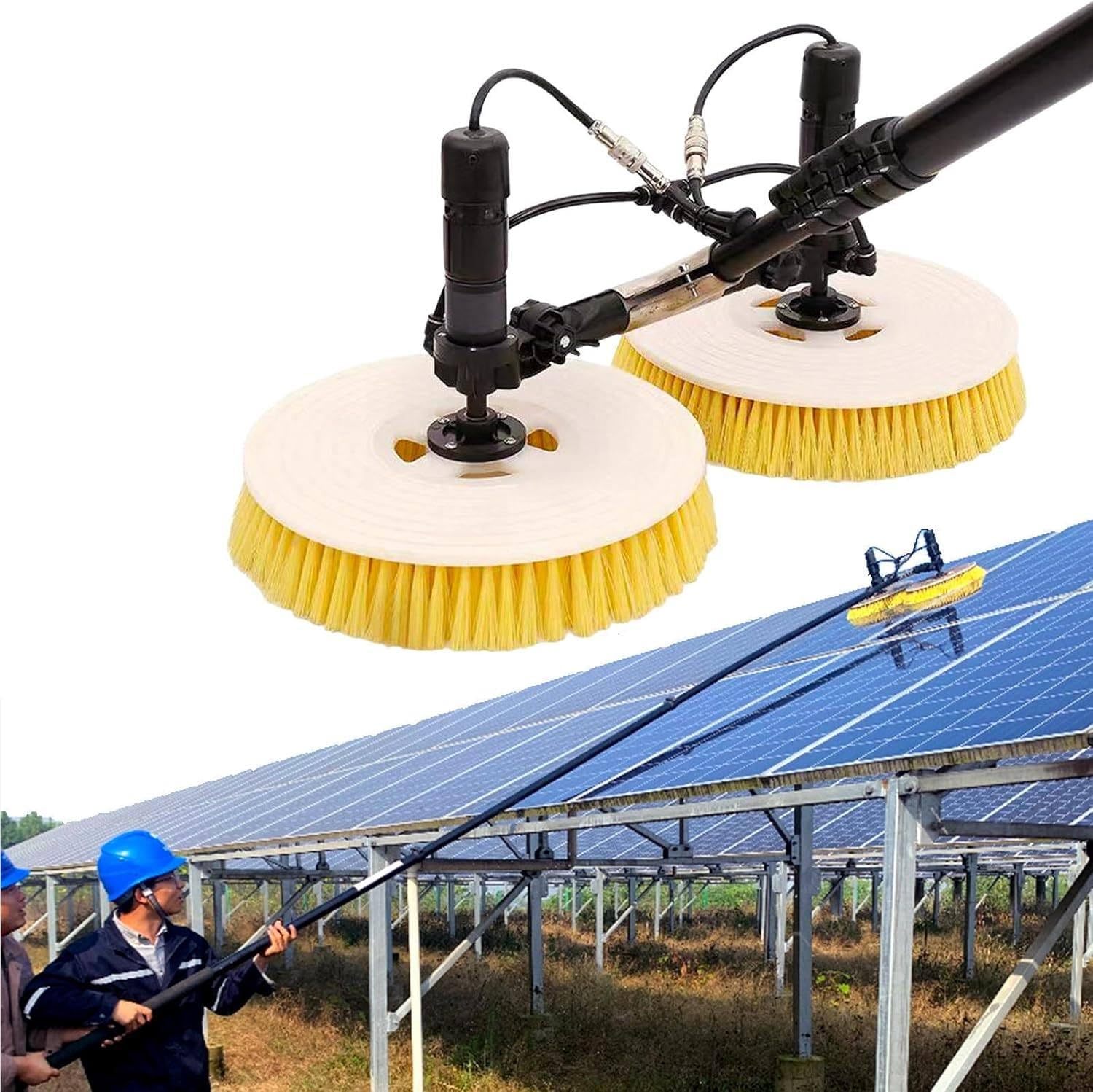 YXYLJOZ Extendable Water Fed Pole Kit for Solar Panel Cleaning - 11.4FT/18FT/24.6FT with Brush Heads & Hose, Ideals for Home & Outdoor Window Cleaning, Caravan, Deck (3.5m)