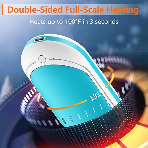 Miniatura 2 de BESKAR Calentador de manos recargable, calentador de manos eléctrico de 5200 mAh, calefacción de doble cara, carga rápida USB, calentador de manos