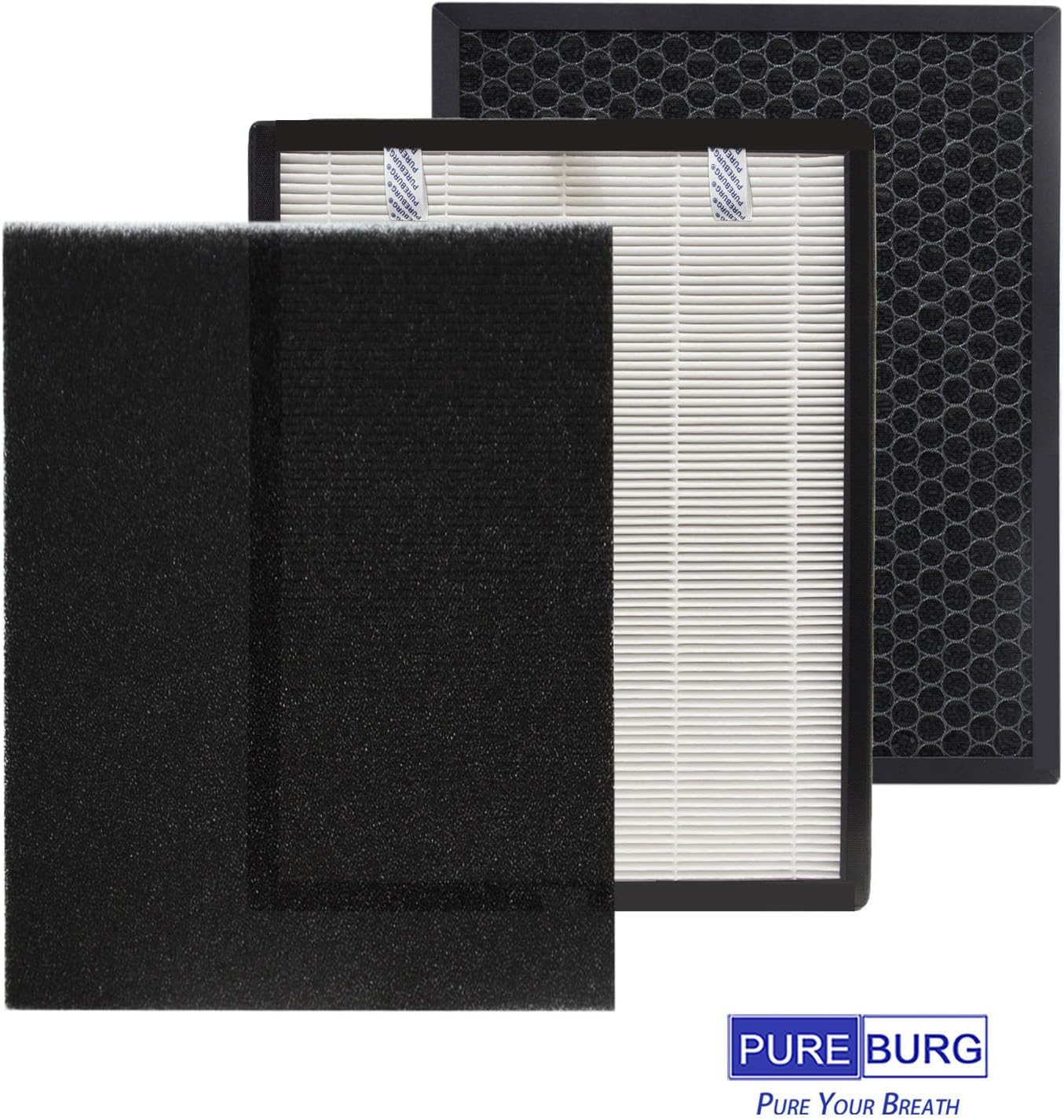 PUREBURG Replacement Filter Compatible with HEAPETS Pet Air Purifier P358, 2-Pack (4 Filters) H13 True HEPA Activated Carbon 2-in-1 & Carbon Pre-Filters For Air Clean
