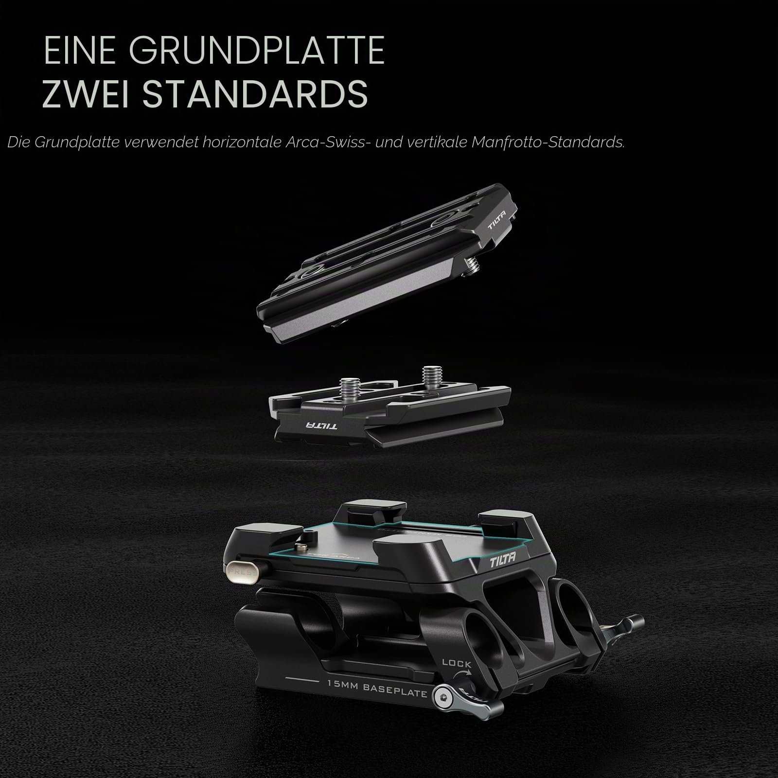 Tilta 15mm LWS Arca Manfrotto Doppelgrundplatten Kit, 2-in-1-Design | mit 15mm LWS Arca Manfrotto Doppelgrundplatte, Doppelter Schnellwechselplatte, Snap-In-Design, Aluminiumlegierung