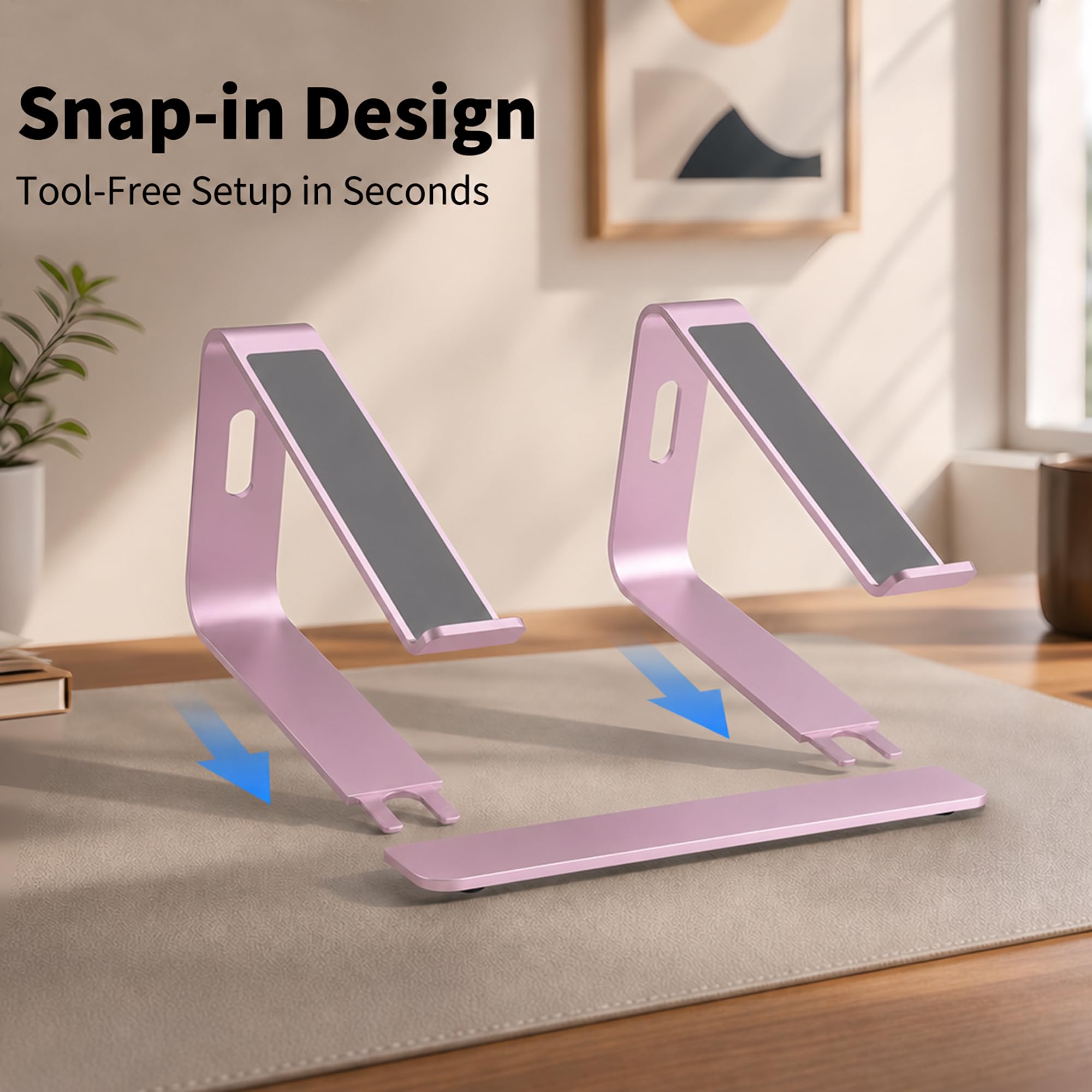 Orionstar Przenośny aluminiowy stojak na laptopa kompatybilny z Apple Mac MacBook Air Pro 10 do 15,6 cala, zdejmowany ergonomiczny uchwyt na windę, srebrny (różowy)