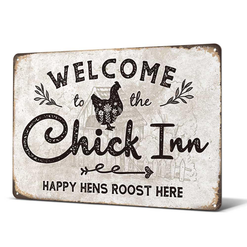 Tin 1 Funny Chicken Decor Coop Sign Farmhouse Roost For Outdoor Farm Fence Hen Lovers 6"X 8"