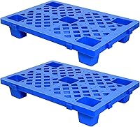 KERTY Nestable Plastic Pallets 2-Pack, 23.6x15.7x3.9in Lightweight Breathable Grid Moisture-Proof for Kitchen Warehouse Storage