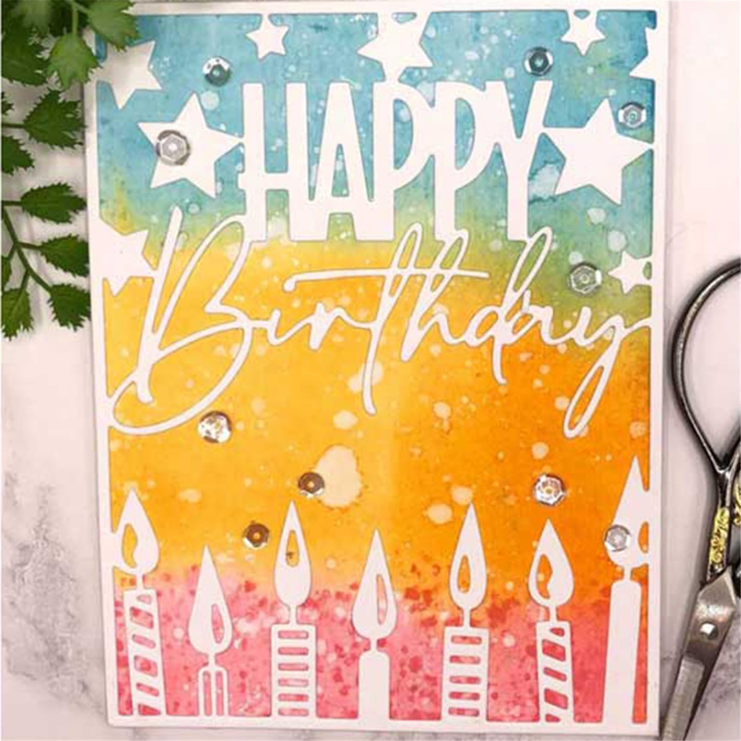 Cutting Dies 3D Background Frame Metal Stencils Scrapbooking Tools DIY Craft Carbon Steel Embossing Template for Paper Card Making Album Arts Supplies (Frame F-Happy Birthday 11.1x14.3cm)