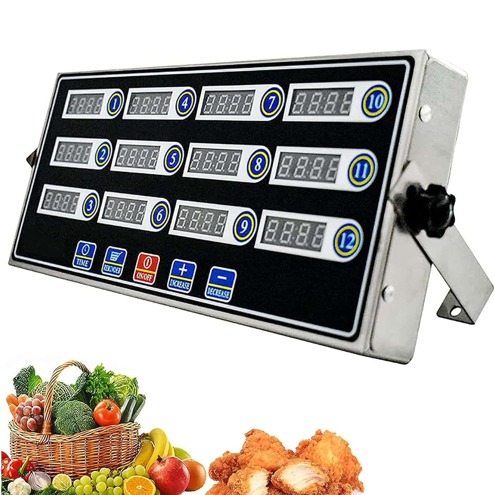 Temporizador de Cocina Digital de 12 Canales, recordatorio de Temporizador de cocción con Pantalla LED, Alarma Fuerte de Acero Inoxidable, Volumen Ajustable/configuraciones y recordatorios independi