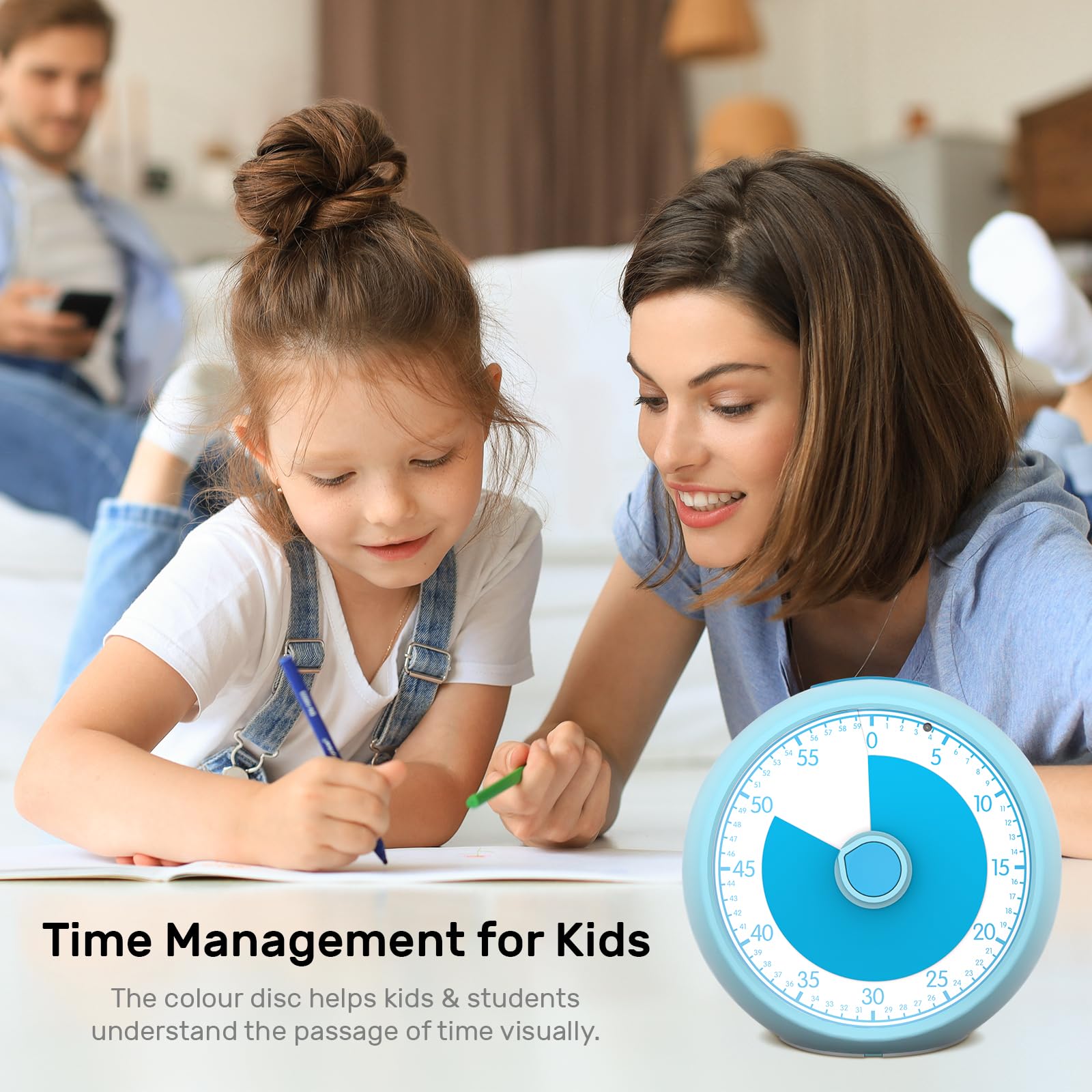 Conchstar Visual Timer for Kids, Silent Timer Analog 60-Minute Countdown for Classroom Learning Teachers - Image 3