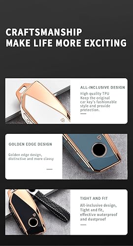 Miniatura 5 de HIBEYO Funda para llavero BMW Serie 7 760i X7 IX i7 XM 2023 para BMW 7 Accesorios con llaveros Smart Remote Auto Key - Llavero de cuero (negro)