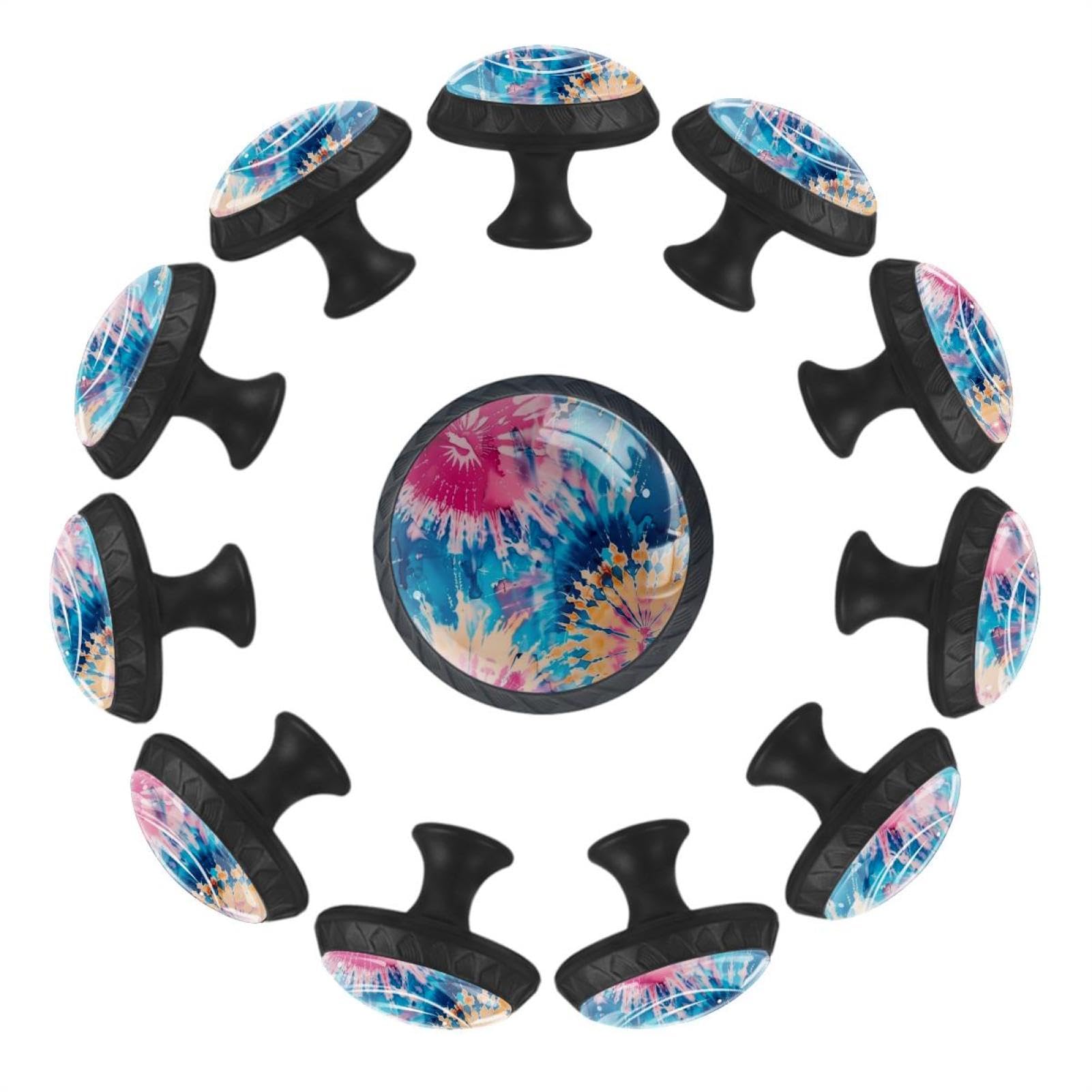 Boutons de meubles ronds en lot de 12 avec impression tie-dye pour rénover vos tiroirs