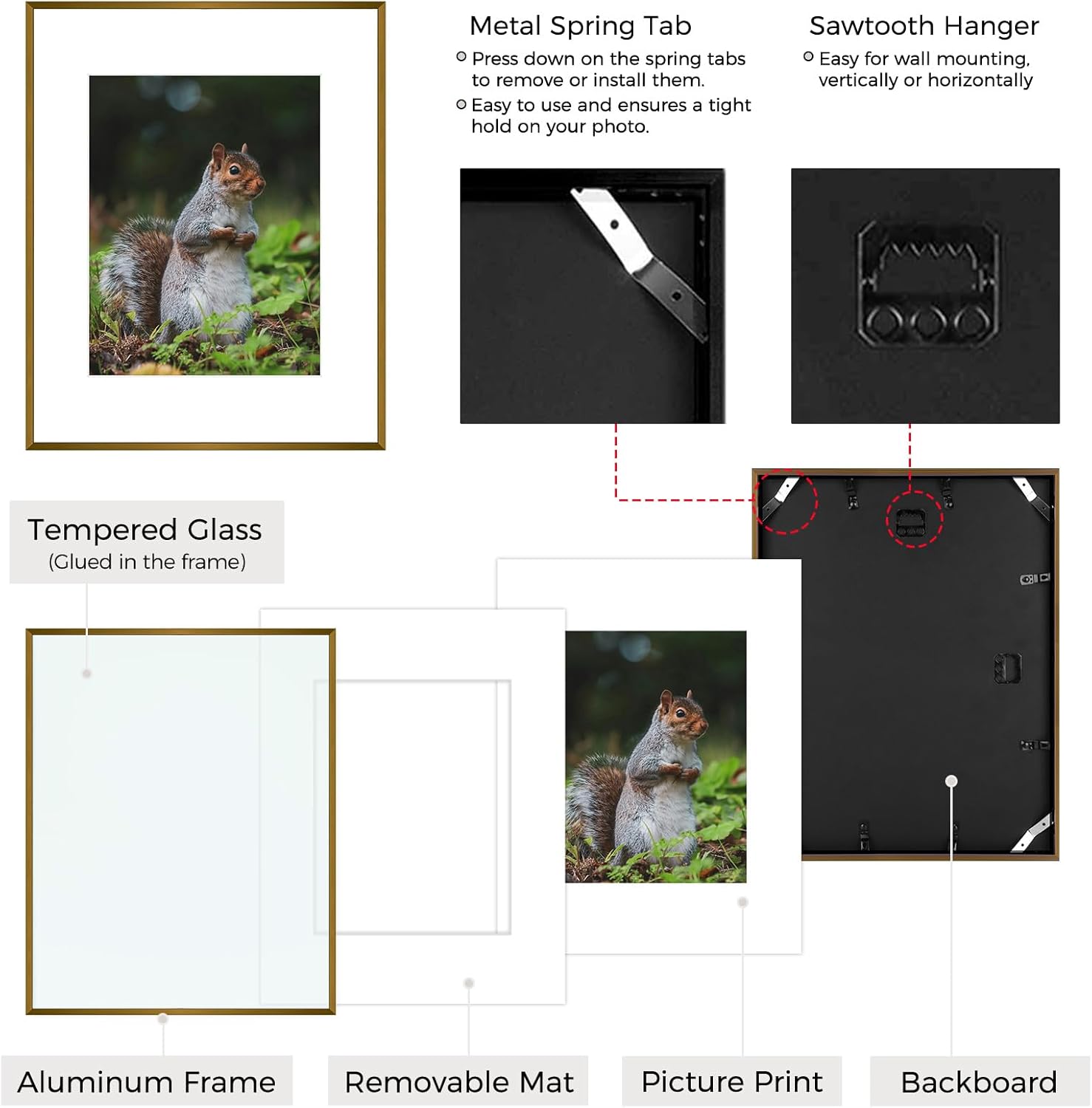 Golden State Art 16x20 Picture Frame 3 Pack - Aluminum Frames with 11x14 Removable Mats & Real Glass, Display 16x20 Posters or 11x14 Photos - Bronze Gallery Wall Frames for Home Office Decor