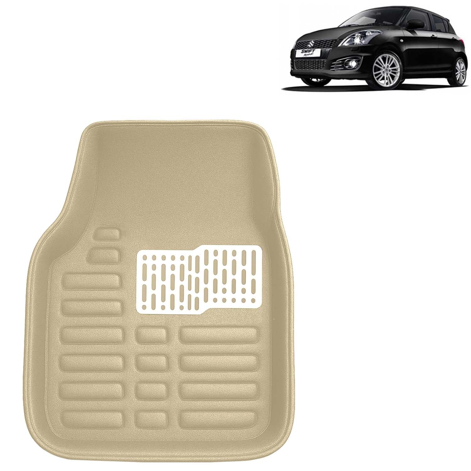 Kingsway Accessories Premium 4D Car Floor Mats Only Compatible with Maruti Suzuki Swift Year 2011 to 2017 All Model, Set of 3 Pcs, 100% Waterproof Tray Shape PVC 4D Car Foot Mats, Beige