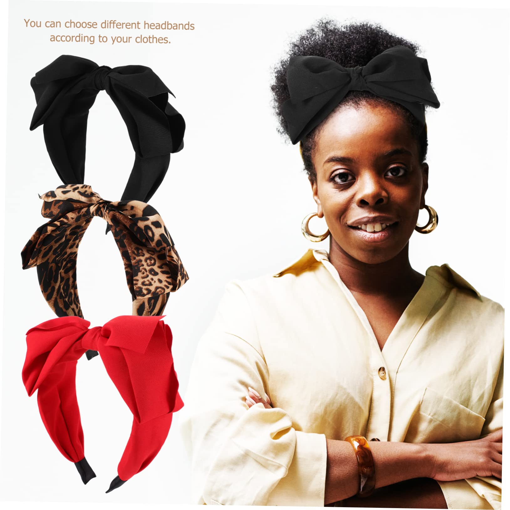 Didiseaon 9 Piezas diadema con lazo diademas anudadas para niñas accesorios para el cabello rojo tiara diadema de rendimiento decoración del pelo del partido corbata de moño