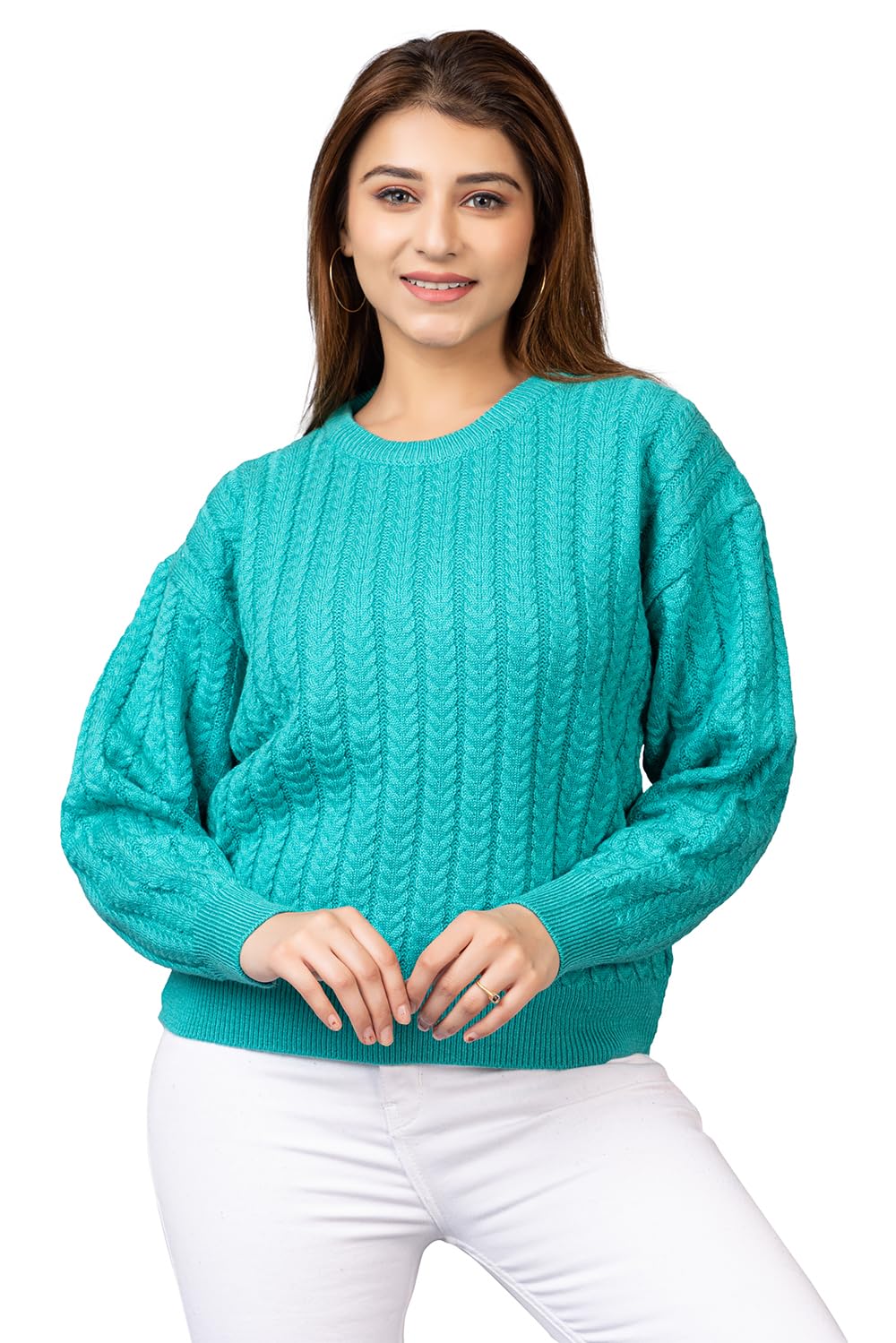 wear lusso Women Round Neck Full Sleeve Winter Wear Pure Wool Sweater-picture-14