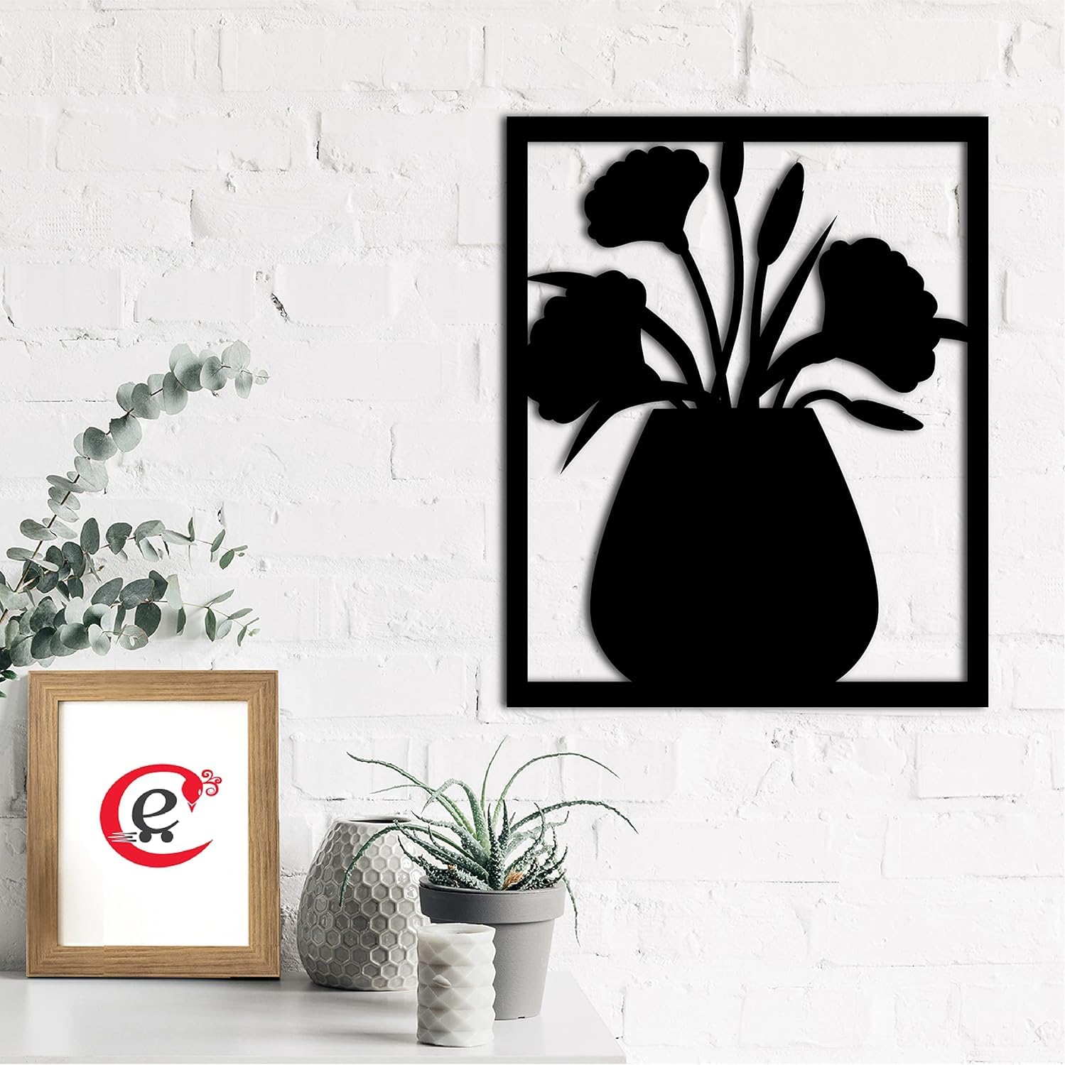 Vase en bois noir mural : idée cadeau originale pour fête des mères et femmes