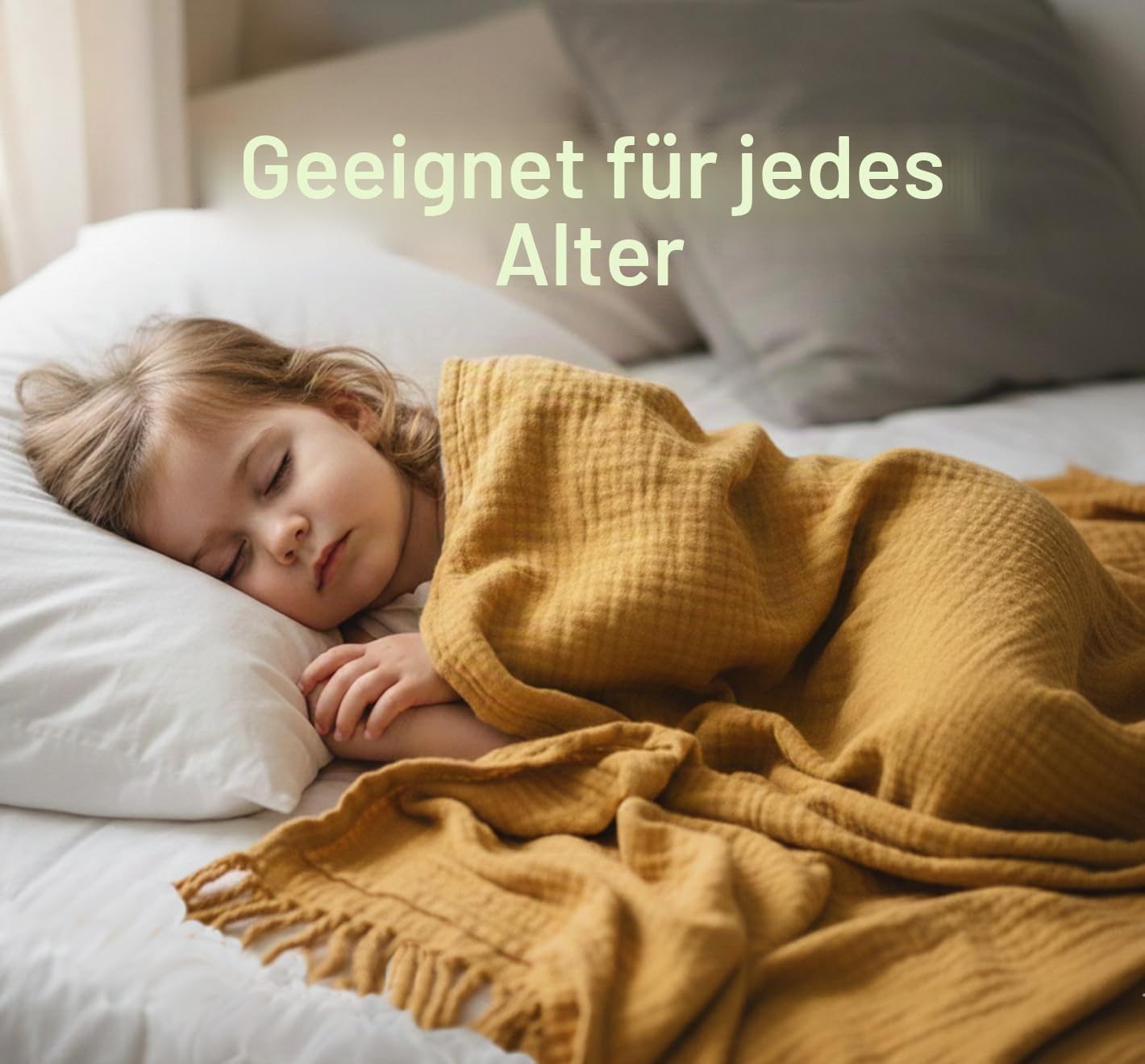 KyraHome Überwurfdecke aus 100% Bio-Musselin-Baumwolle, 139,7 x 152,4 cm, für Erwachsene, handgefärbt, atmungsaktiv, weich, leicht, Gaze, Überwurfdecke für Erwachsene, alle Jahreszeiten (senfgelb)