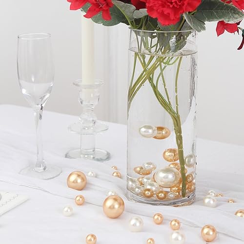 Miniatura 2 de Efavormart - Juego de 200 cuentas de perlas de imitación brillantes de color blanco y dorado, sin agujeros, para manualidades