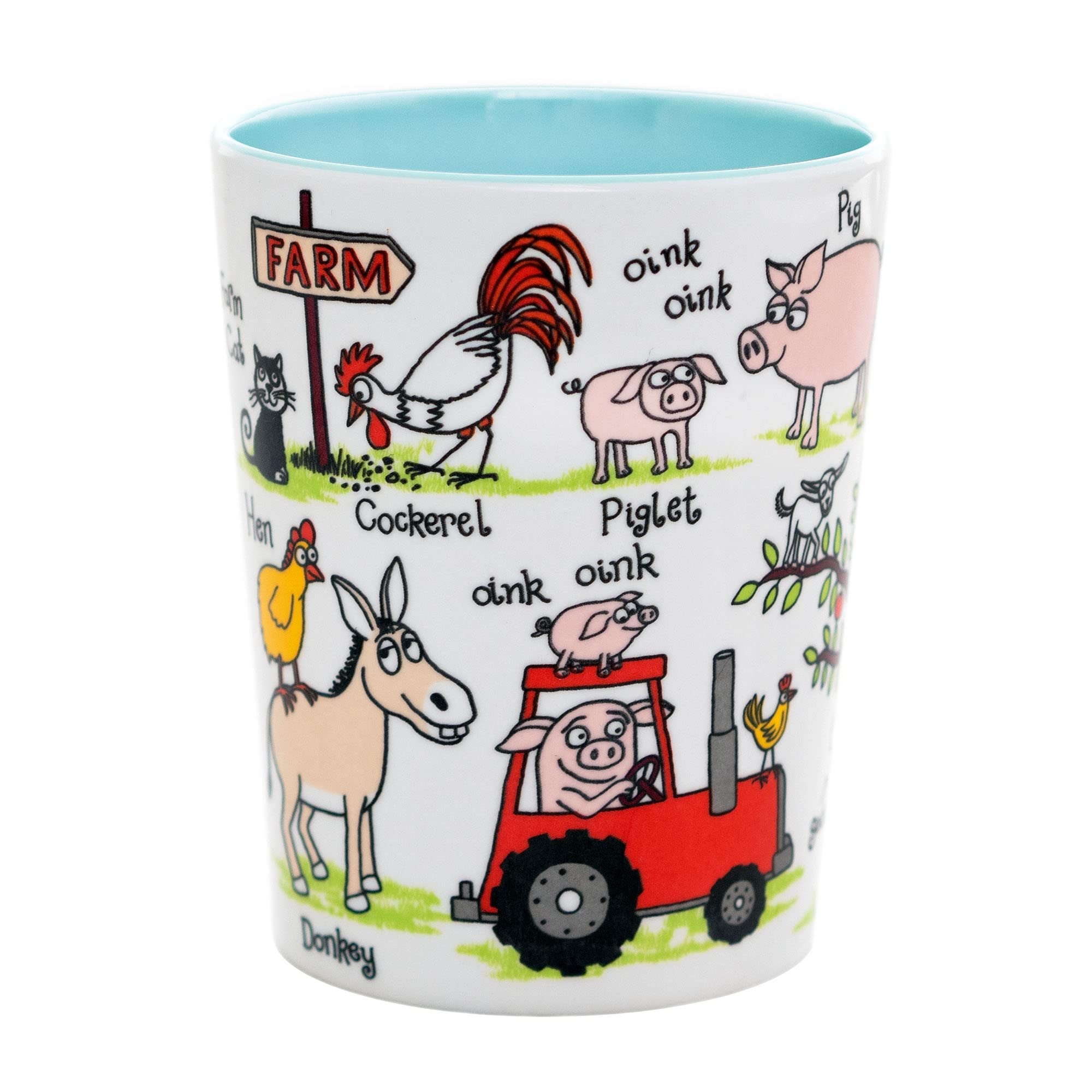 Tyrrell Katz Melamine Children’s Beaker · Farm Design · Tractor, Cows, Sheep, Pigs, Goats & Chicken Illustrations · Super Durable Dishwasher Safe · Fun Designs