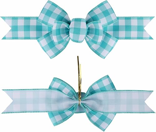 Miniatura 175 de 2 lazos de arpillera de Navidad, hechos a mano, prefabricados para coronas, adornos decorativos grandes de Navidad, decoración de árbol, lazos