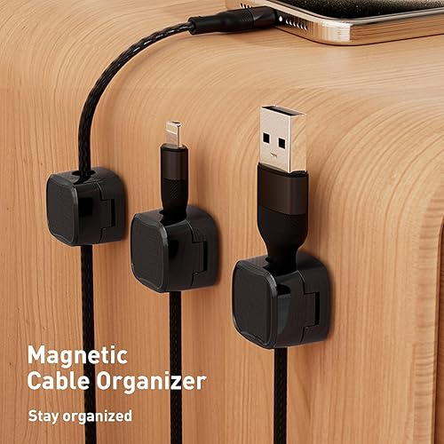 Miniatura 2 de Paquete de 12 clips para cables, organizador de cables, soporte de cable para mesita de noche, organizador de cables magnético, soporte de cable de