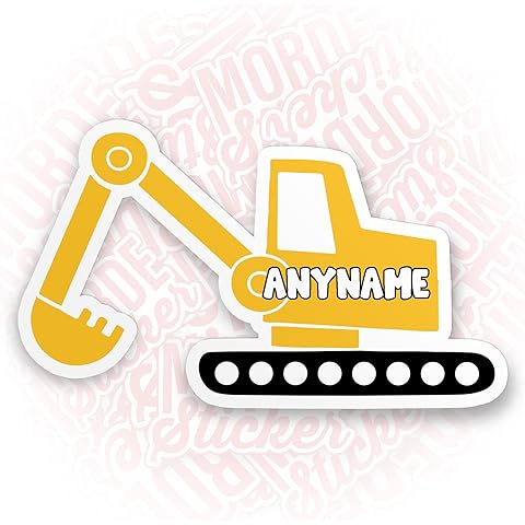 Personalized Construction Vehicle Name Sticker Custom Name Back to School Waterproof UV DTF Transfer Vinyl Stickers Laptop Water Bottle Cars Decal Decor Gifts