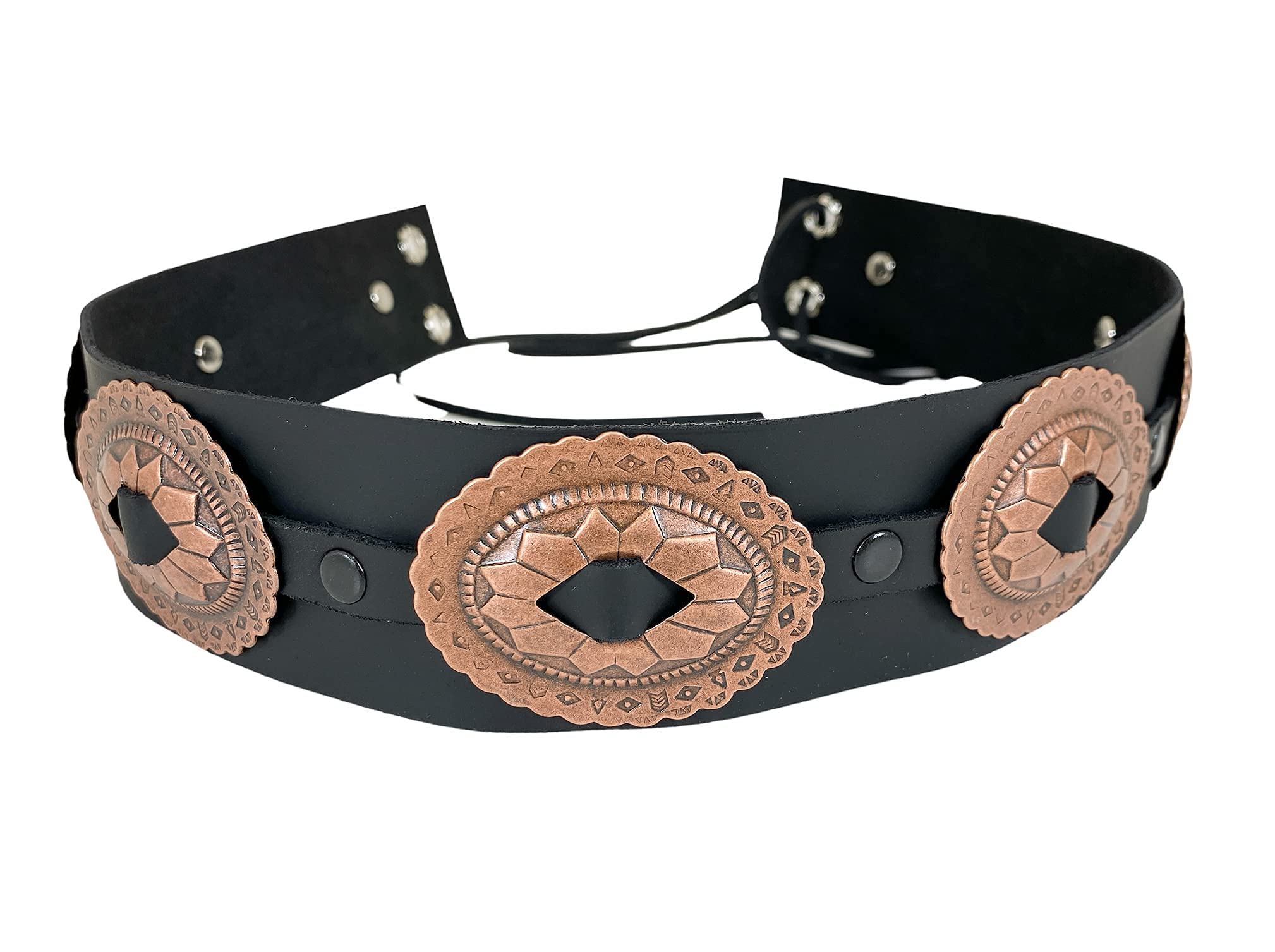 Funk Plus Copper Concho Hat Band for Cowboy Hats, Steampunk Tophats, Costume Rock Hat Slash Hat,Black,3