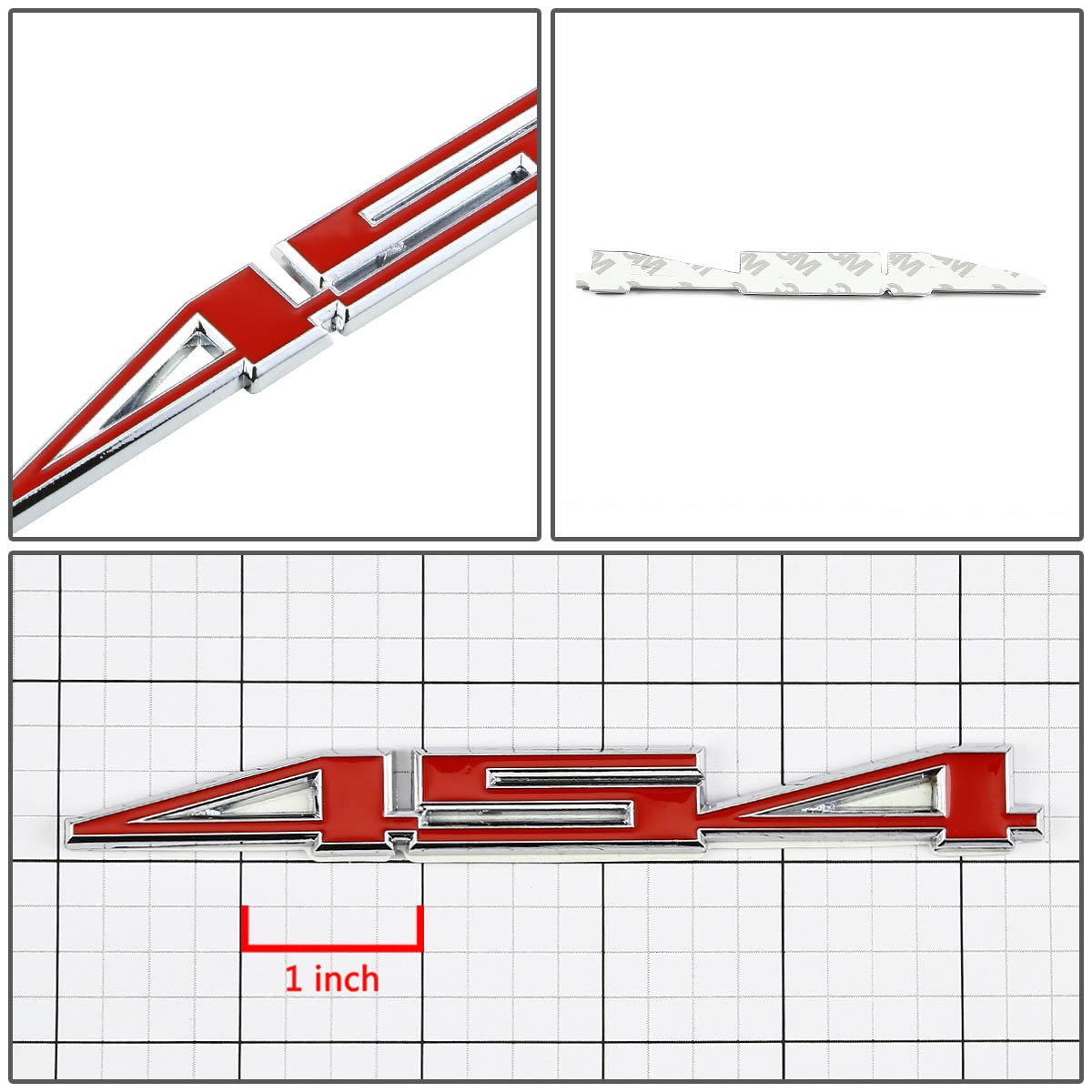 Polished Metal Grille Emblem Badge – Red 'DOHC' Lettering (75mm X 20mm) 9 thumbnail image