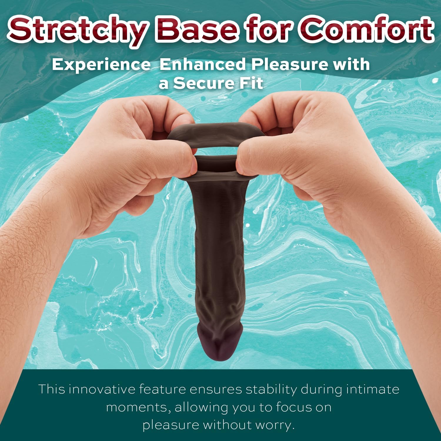 Model F Realistic Penis Sleeve with Skin-Like Texture - Flexiskin Silicone Cock Sleeve for Enhanced Girth & Deeper Impact - Waterproof Adult Sex Toys for Couples (Mahogany, Size 2)