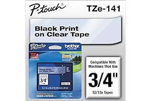 Brother AV1789 Genuine Black on Clear P-Touch Tape Cartridge, 3/4 Inch