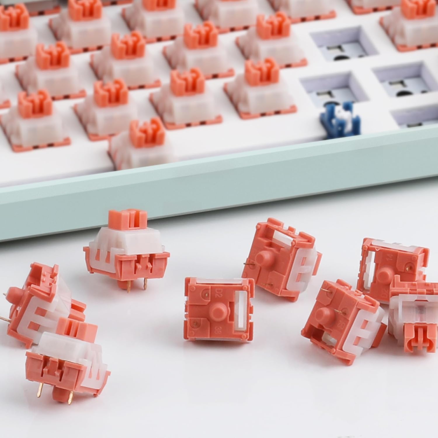 MageGee Gaming Orange Cat Customized Linear Keyboard Switches - 110pcs, Pre-Lubed, 3-Pin, 50gf Key Switches for Mechanical Gaming Keyboard