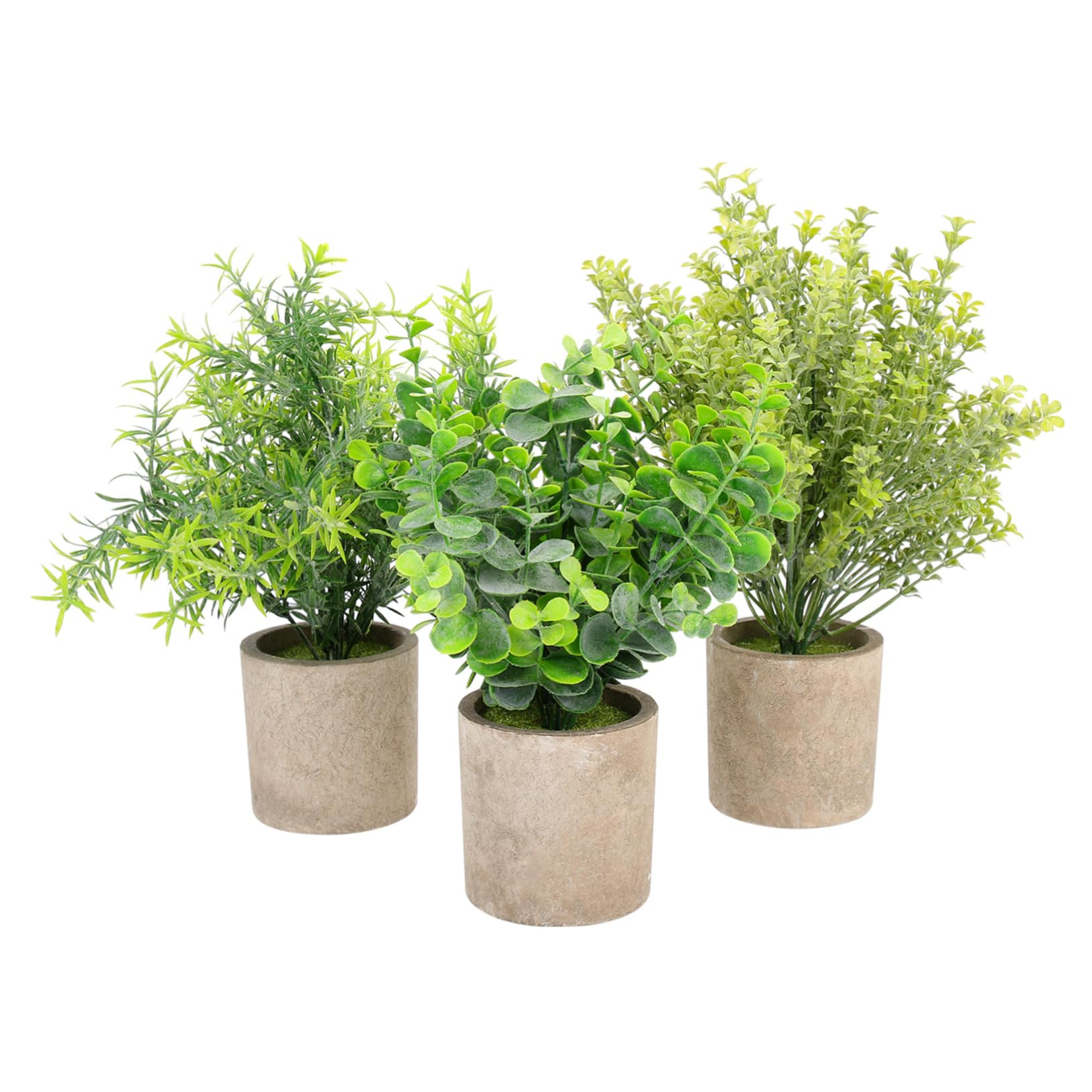 Mikikit Bonsái Artificial de Eucalipto en Maceta, 3 Piezas, Verde