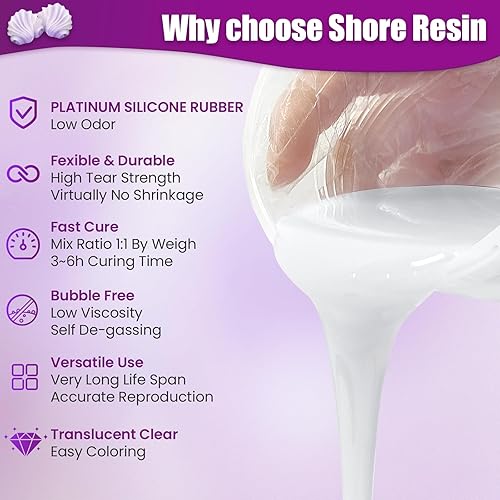 Miniatura 2 de Kit de fabricación de moldes de silicona, goma de silicona platino de 18 onzas, relación de mezcla de silicona líquida 15A 11 para moldear moldes de