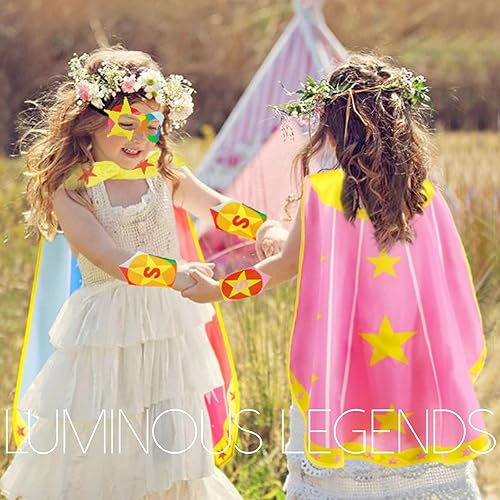 Miniatura 2 de iROLEWIN Capas y máscaras de superhéroes para niños, pulseras y disfraces de superhéroes para niñas, regalos de juguetes de fiesta