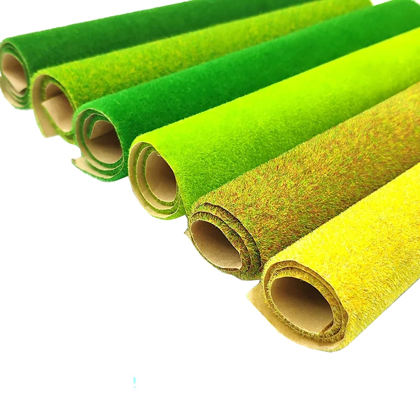 Grasmatte, 1.64x3.28ft(50x100cm) für die Spurweiten H0, N, Z, ideal für ländliche Szenen und DIY-Projekte, Landschaftsbau Farblich Sortiert Wiesen (Size:1.64x3.28ft(50x100cm),Color:A set of 6 colors)