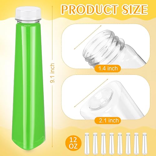 Miniatura 2 de Tanlade Paquete de 50 botellas de plástico para jugos de 12 onzas, botellas transparentes para bebidas con tapas a prueba de manipulaciones,