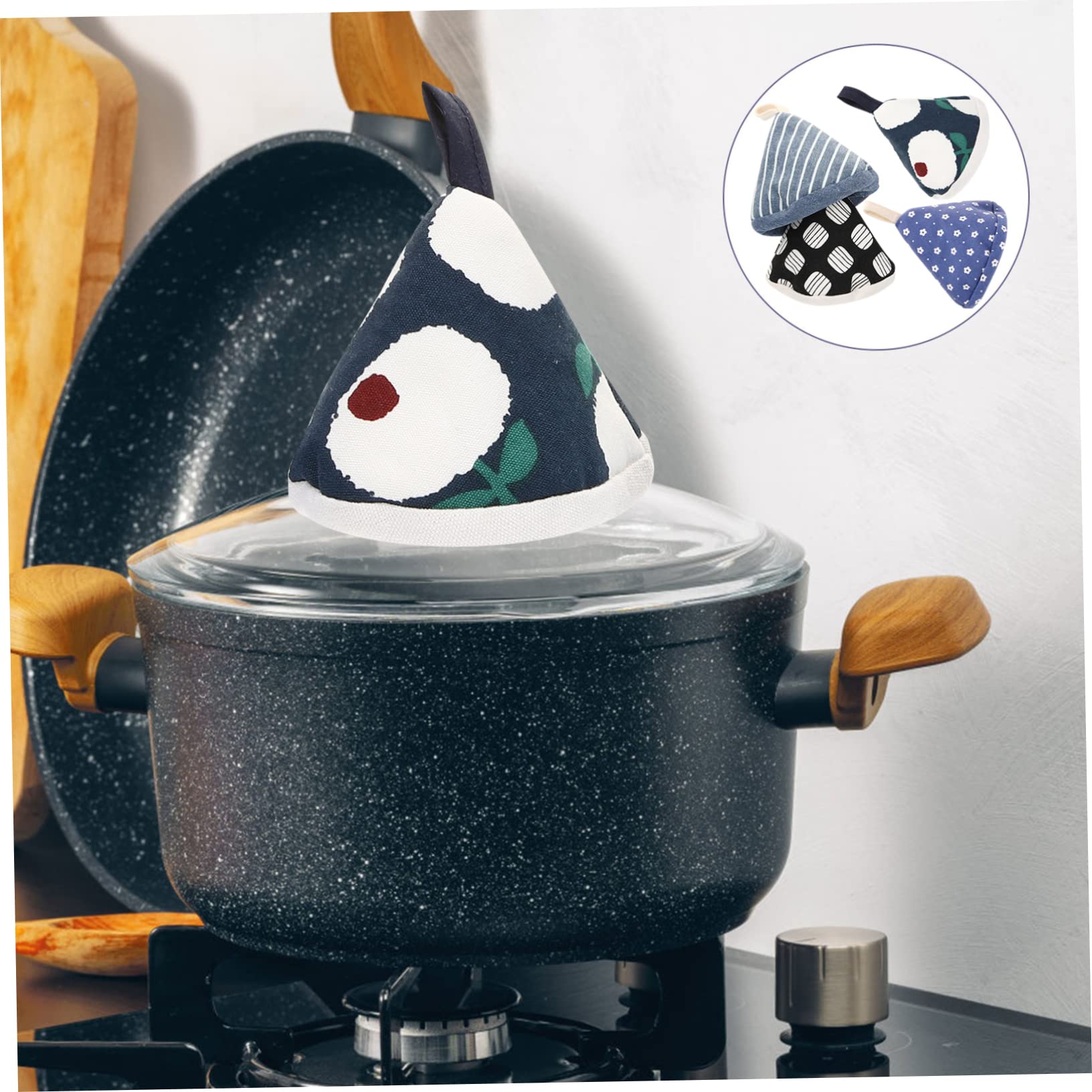 4Pezzi Copertura Maniglie Triangolari Termoresistenti Presine Scottature per Coperchi e Pomelli Gadget per Protezione Maniglie Calde